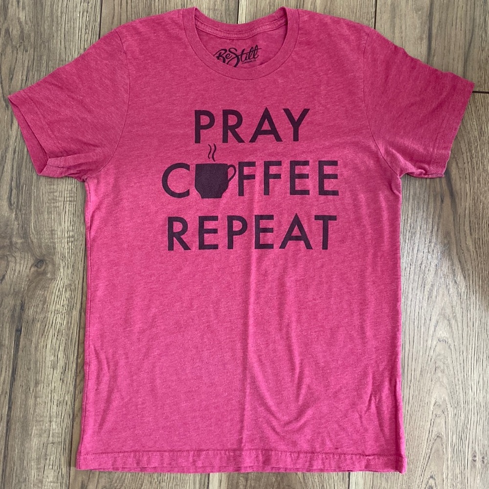 Soft red tee medium “Pray, Coffee, Repeat”